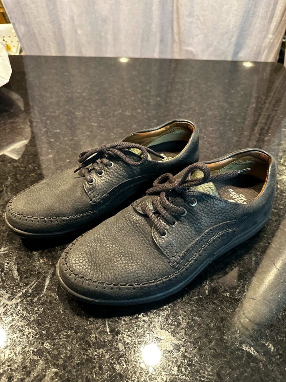 Men's Ecco Black Leather Lace-up  Comfort Casual Dress Shoes  43 / 9-9.5